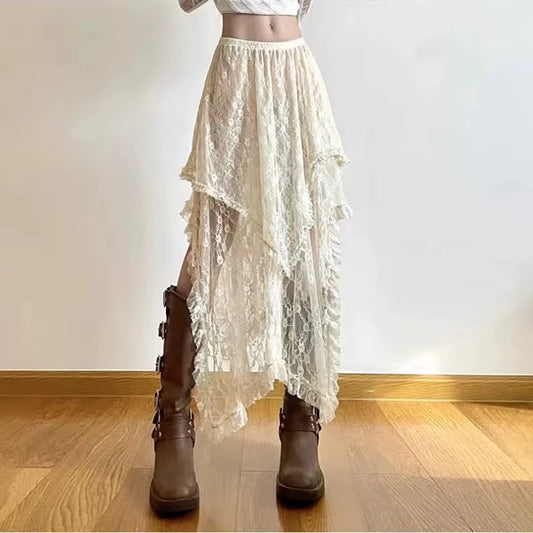  Asymmetrical Skirt Women Vintage  Boho 